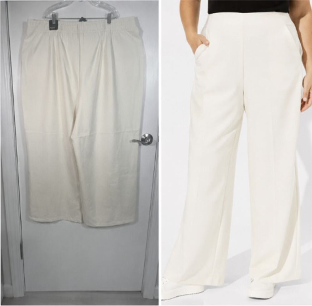 Studio by Torrid Wide Leg Pull On Pants 5X Short Cream NWT High Rise Off White